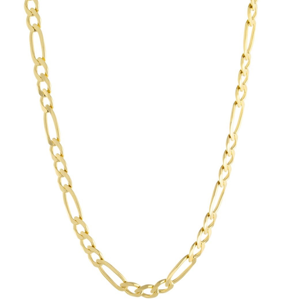 Figaro Chain Choker Necklace Sterling Silver Gold Plated. Made in Italy. Gold and silver.