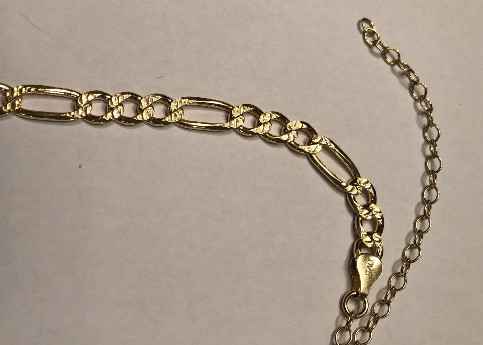 Figaro Chain Choker Necklace Sterling Silver Gold Plated. Made in Italy. Gold and silver.