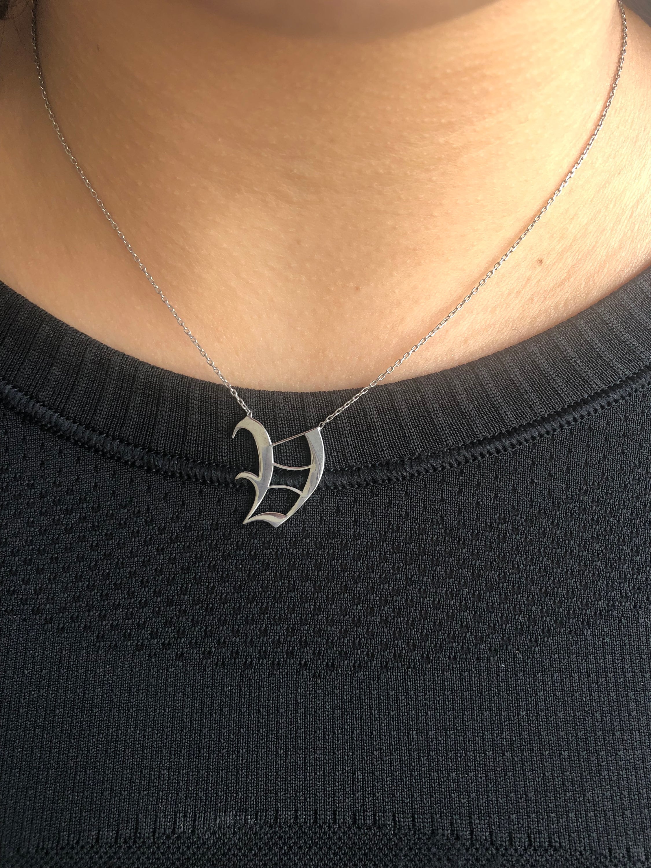 Sterling silver Old English Uppercase Letter (or Name) Personalized Custom Necklace