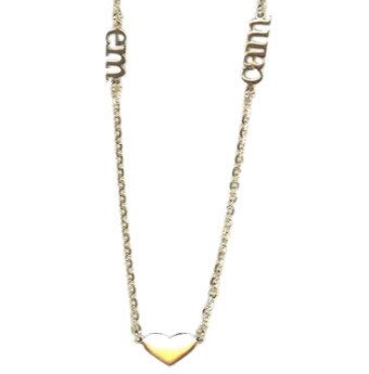 Mommy necklace with 2 names and a heart sterling silver