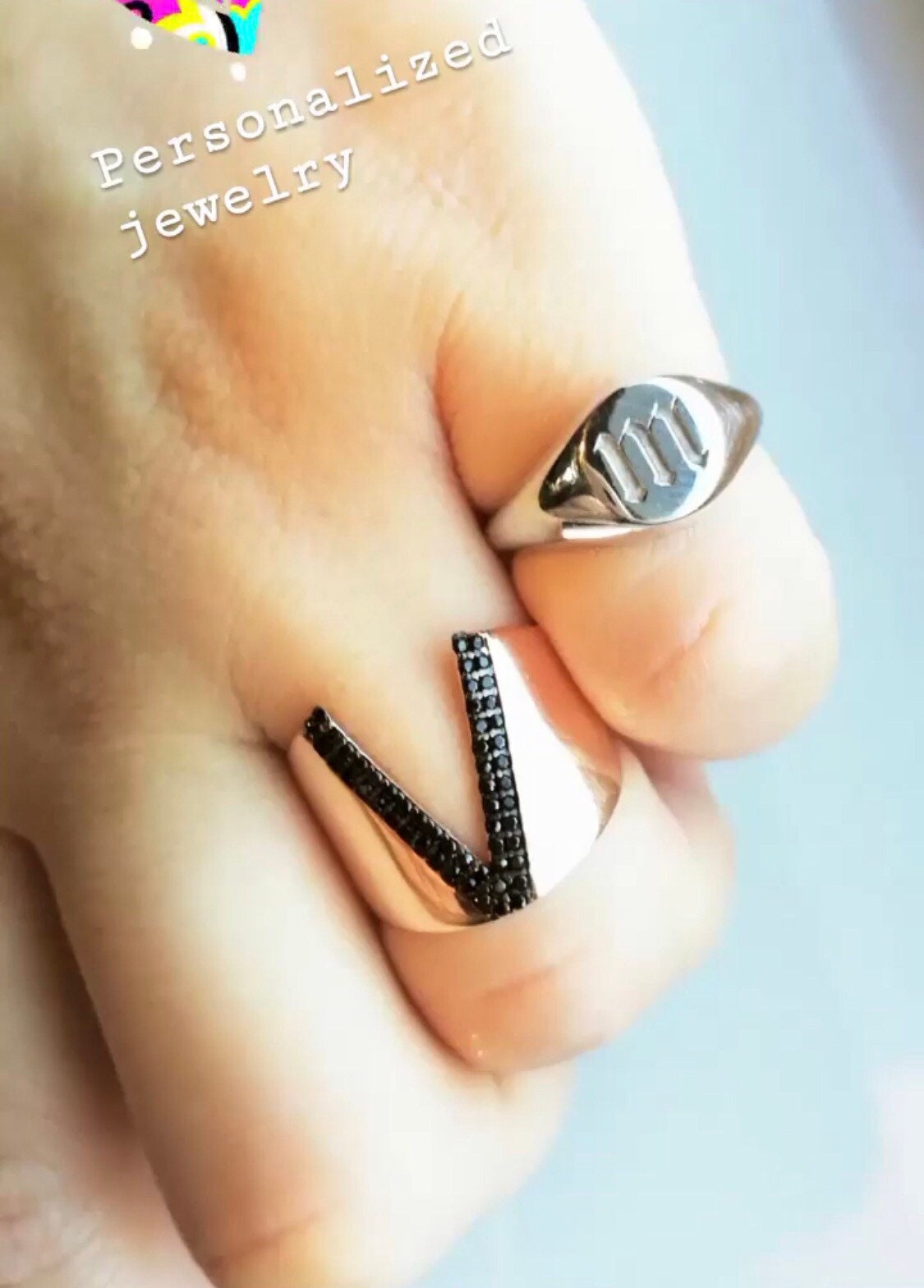Sterling silver signet pinky ring in gold, rose gold or silver
