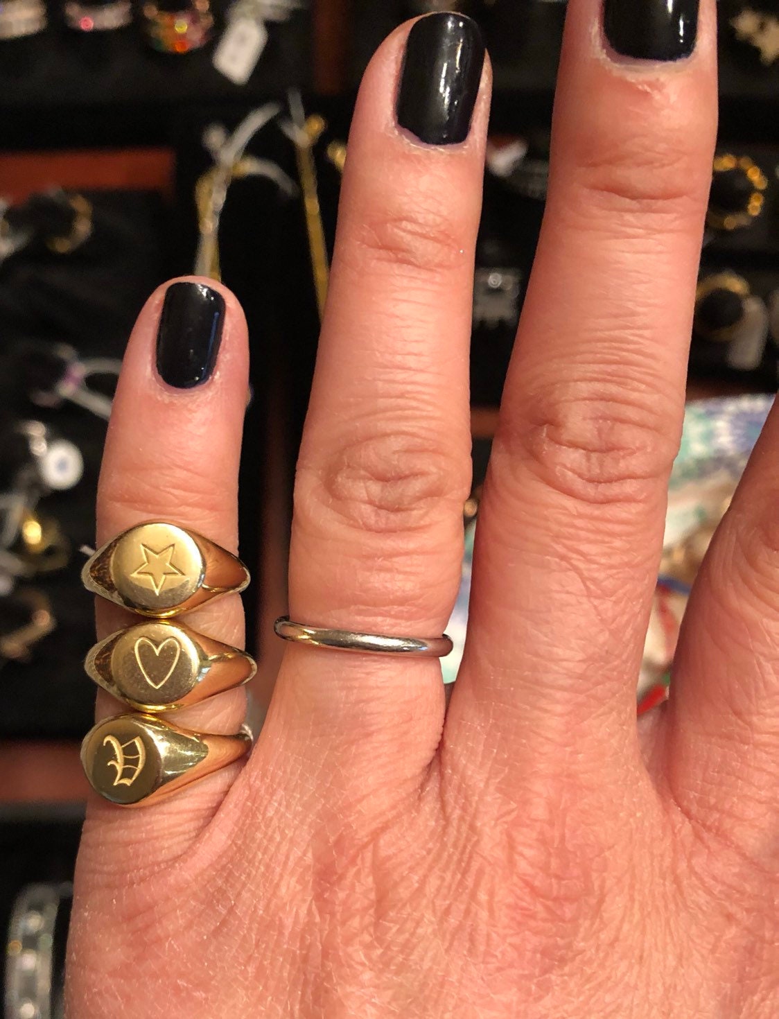 Sterling silver signet pinky ring in gold, rose gold or silver