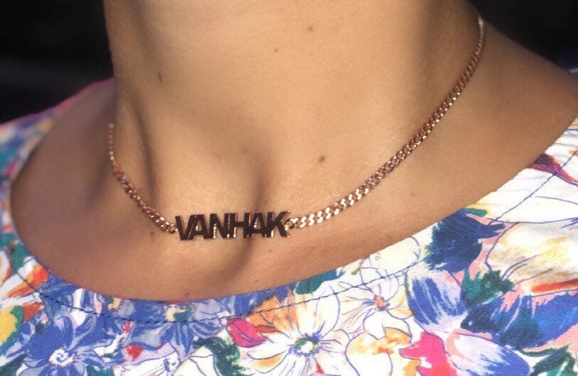 Personalized Curb link necklace. Custom curban link choker. Name necklace. Sterling silver gold plated cuban link/chain link name necklace.