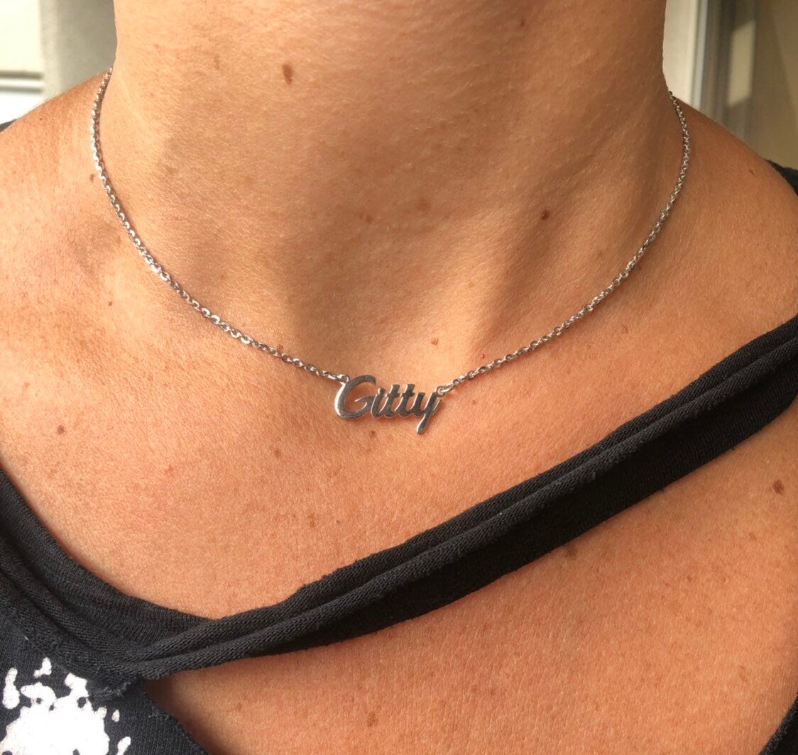 Personalized Name Necklace in Sterling Silver. choose from Scripts, lower case, upper case letters, nameplates!