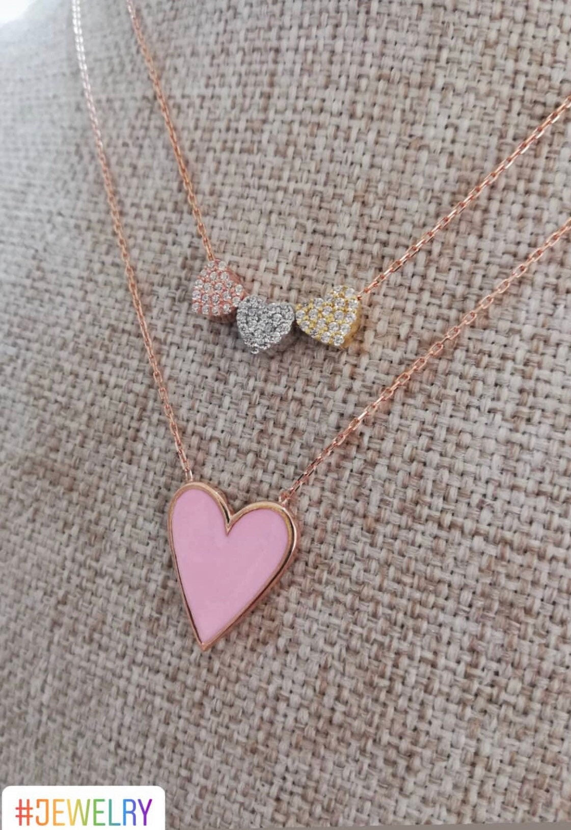 Sterling silver and gold plated heart enamel necklace. Enamel heart necklace. Enamel heart choker.