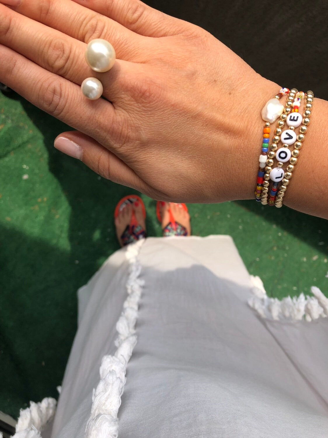 14k Gold filled bead ball bracelets in rose gold and yellow gold. Make the perfect stack! Wont tarnish! Gold filled Ball bracelets.