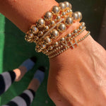 14k Gold filled initial beaded ball bracelets. Gold filled beaded bracelets. Gold bead initial bracelets.