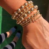 14k Gold filled initial beaded ball bracelets. Gold filled beaded bracelets. Gold bead initial bracelets.