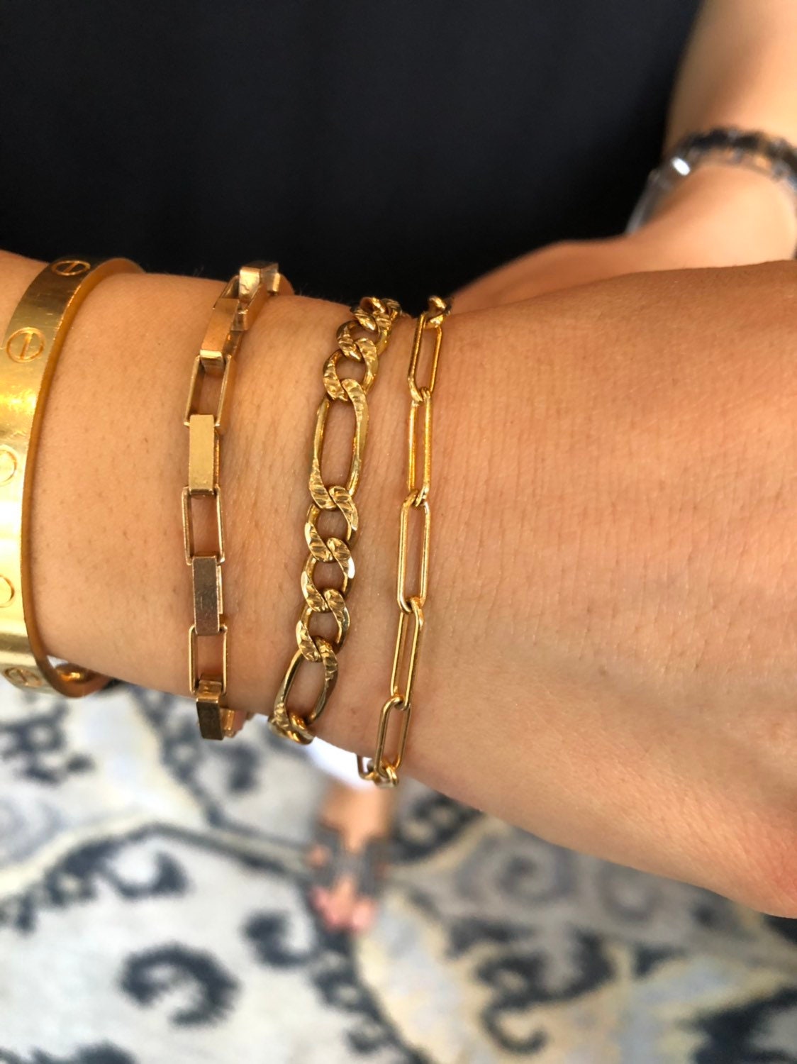 As seen on New York Live on NBC** 18K Gold filled paper clip bracelets in color gold