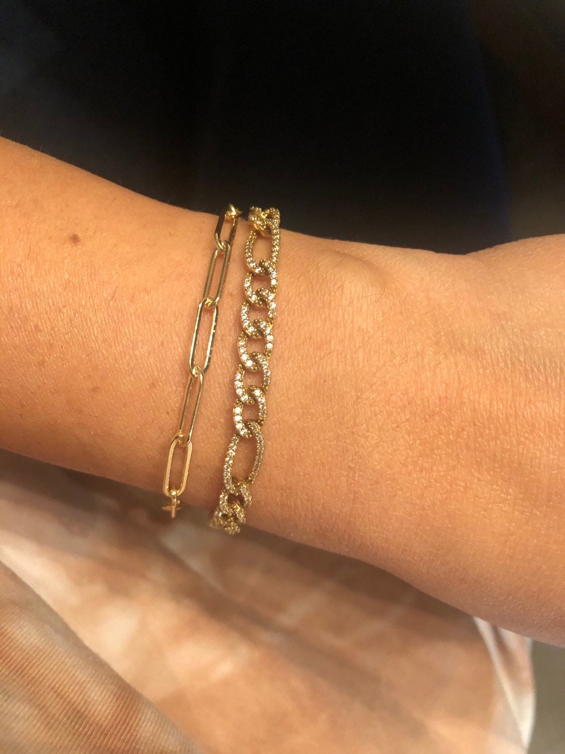 As seen on New York Live on NBC** 18K Gold filled paper clip bracelets in color gold