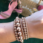 14k Gold filled bead ball bracelets in rose gold and yellow gold. Make the perfect stack! Wont tarnish! Gold filled Ball bracelets.
