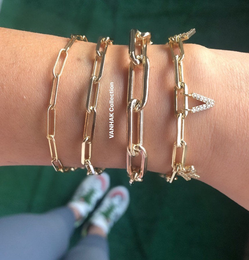 As seen on New York Live on NBC** 18K Gold filled paper clip bracelets in color gold