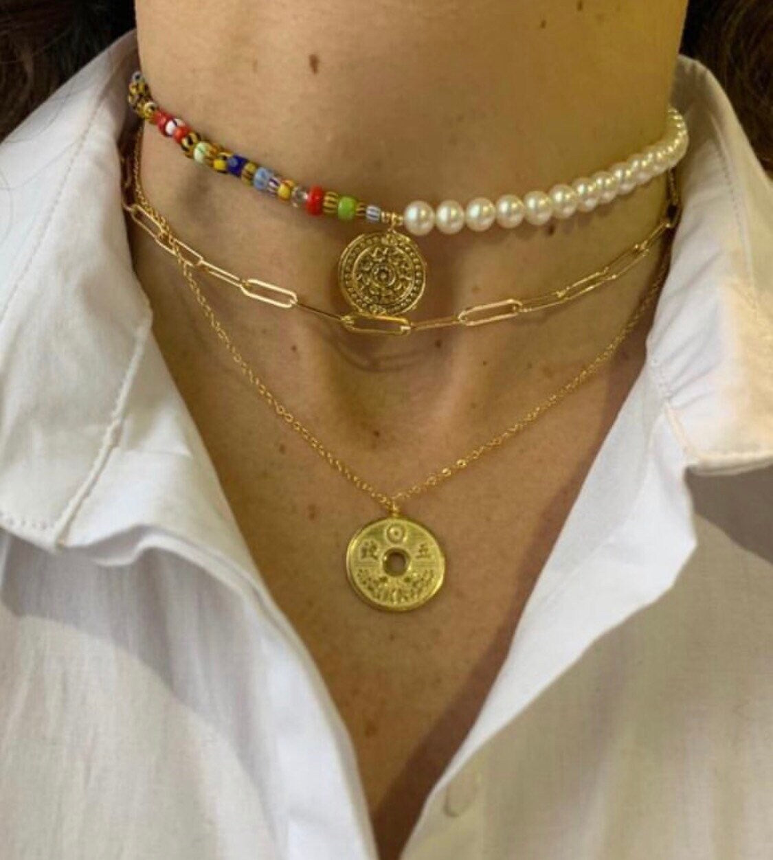14k Gold filled paper clip chain chains necklace/choker. Long link chain necklace. Long link choker. Paper clip necklace. Paper clip choker