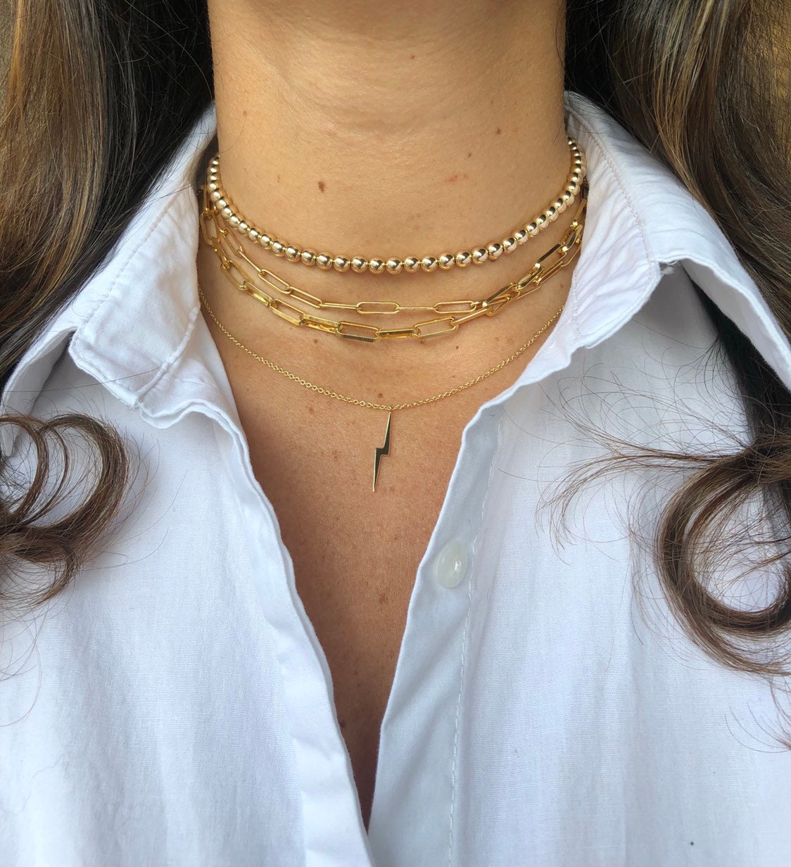 14k Gold filled paper clip chain chains necklace/choker. Long link chain necklace. Long link choker. Paper clip necklace. Paper clip choker