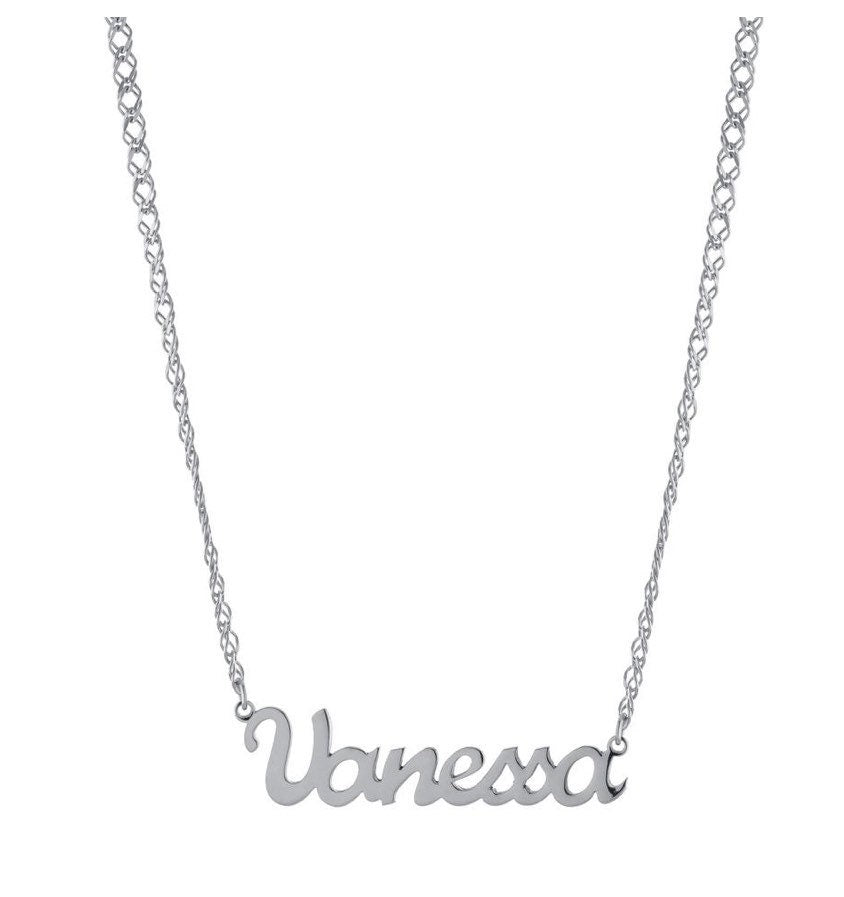 Personalized Script Name Necklace in Sterling Silver and 14K Gold Plated | custom necklace | 14K Gold Plated Carrie Style Nameplate