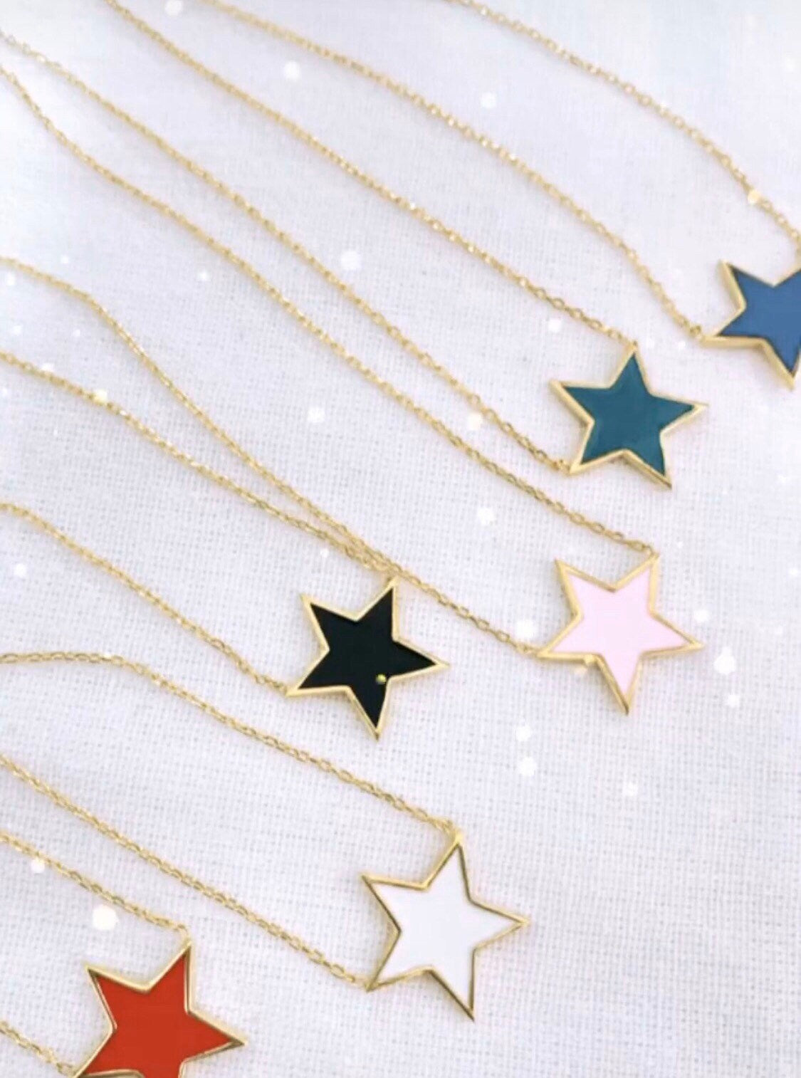 Sterling silver and gold plated star enamel necklace
