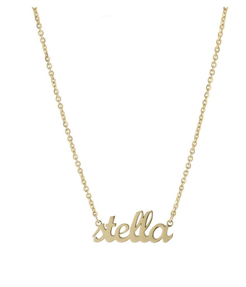 Personalized Script Name Necklace in Sterling Silver and 14K Gold Plated | custom necklace | 14K Gold Plated Carrie Style Nameplate