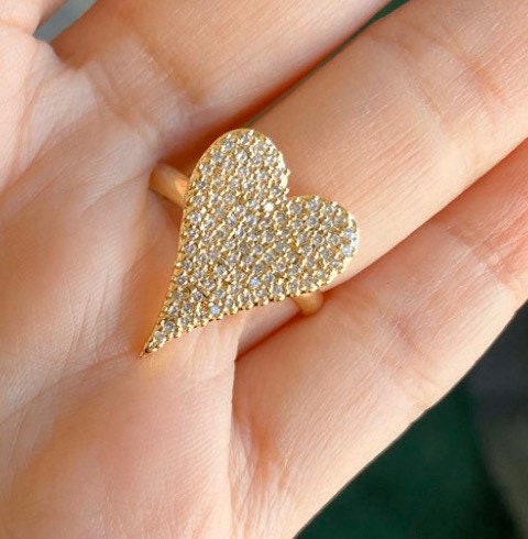 Gold filled heart ring and heart necklace. Color gold. Ring available in Sizes 5-9.
