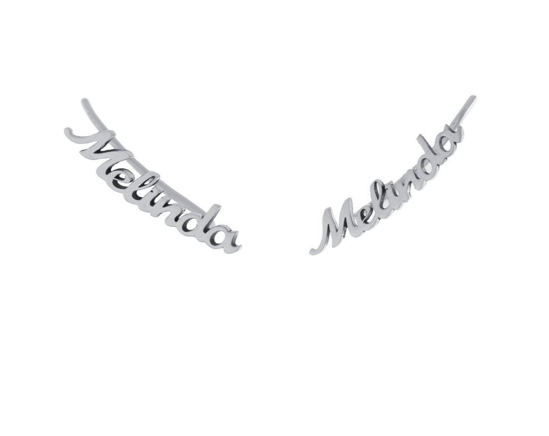 14K gold plated Personalized customized ear crawlers climbers. Sterling silver and gold plated. Don’t tarnish. Name earrings. Name climbers.