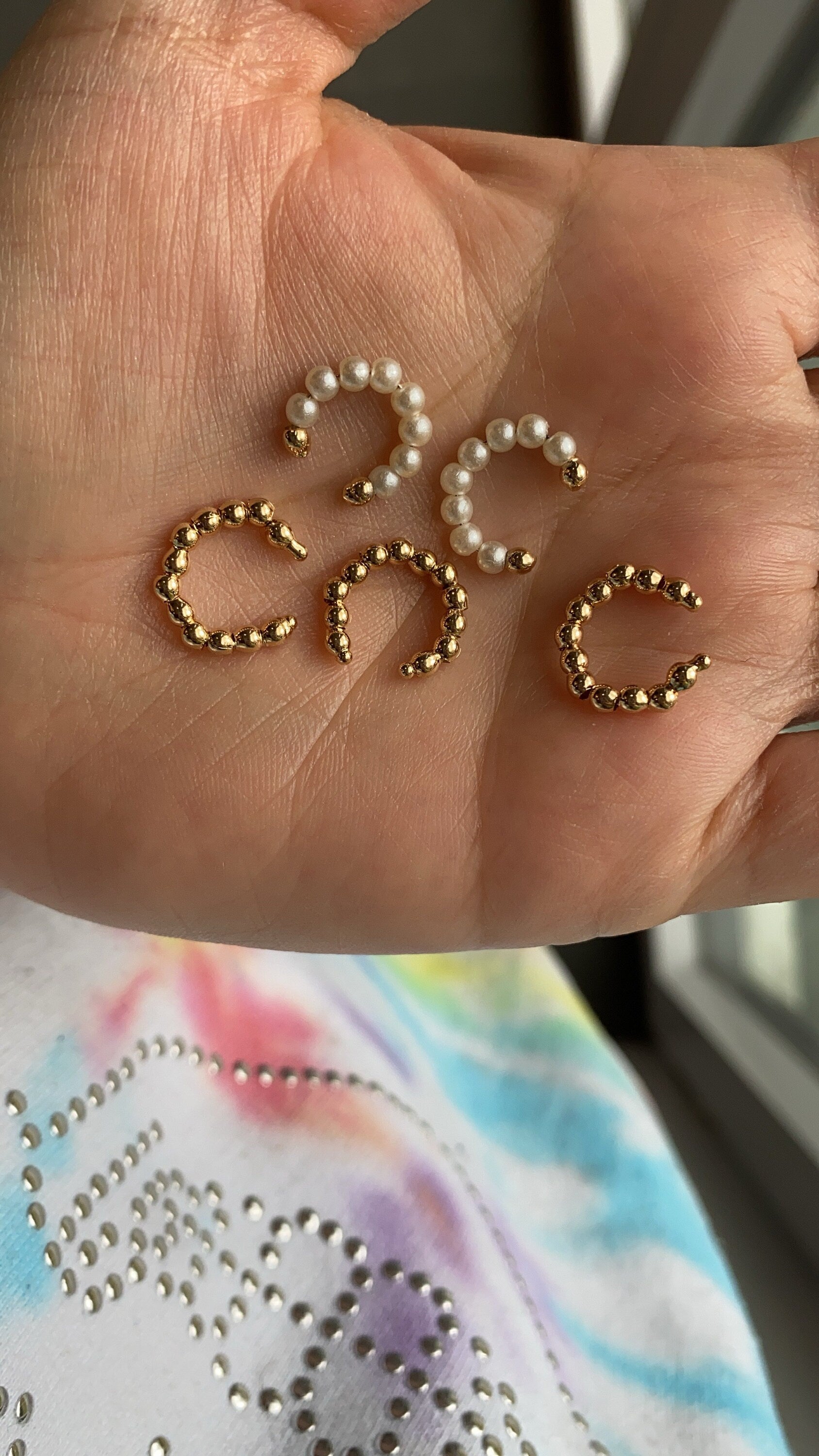 18K Gold filled beaded ball ear cuffs. 18K Gold Filled Beaded pearl ear cuffs. Gold ball ear cuffs.