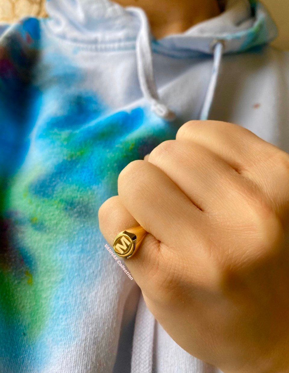 Sterling silver signet pinky ring in gold, rose gold or silver