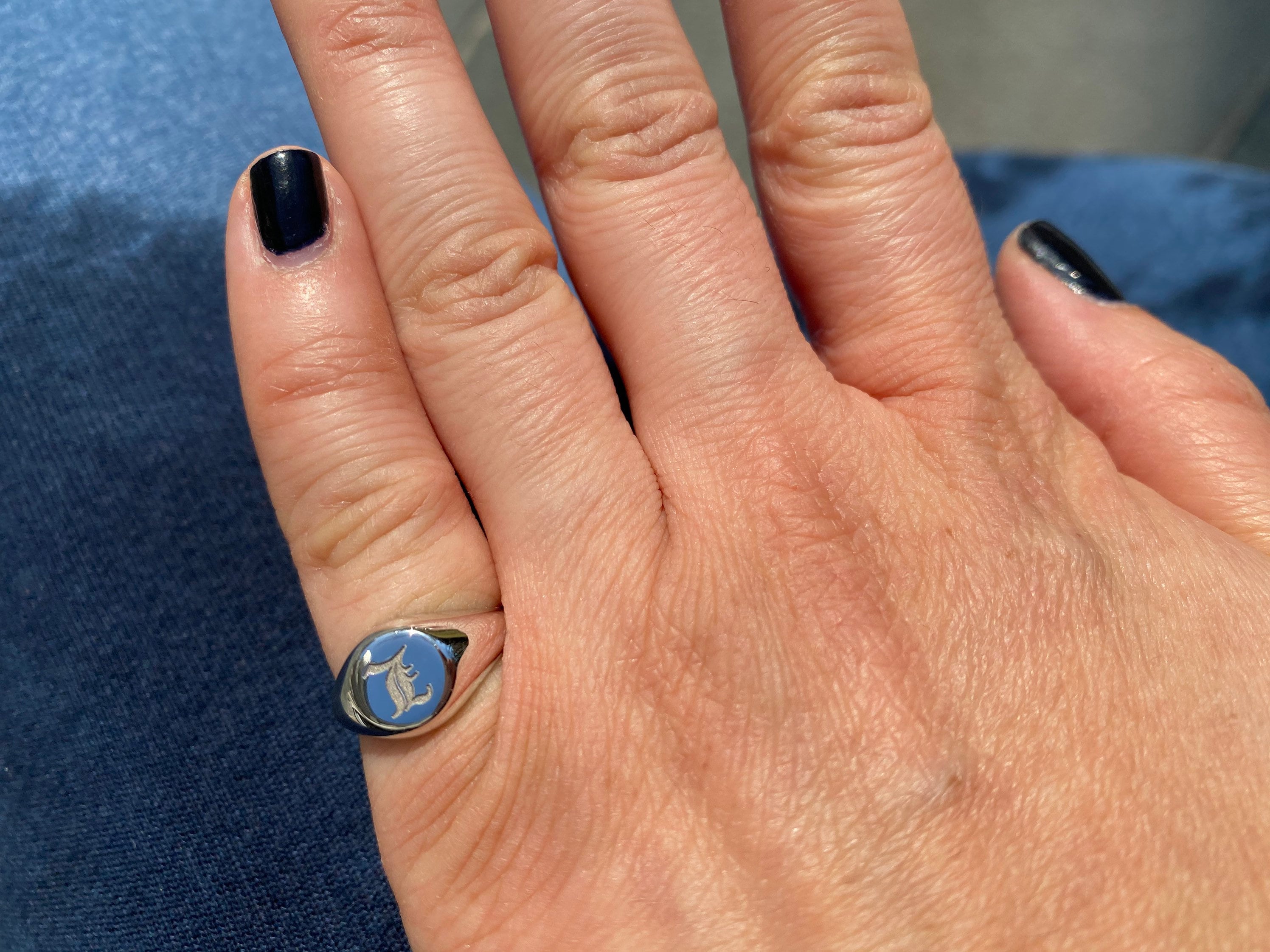 Sterling silver signet pinky ring in gold, rose gold or silver