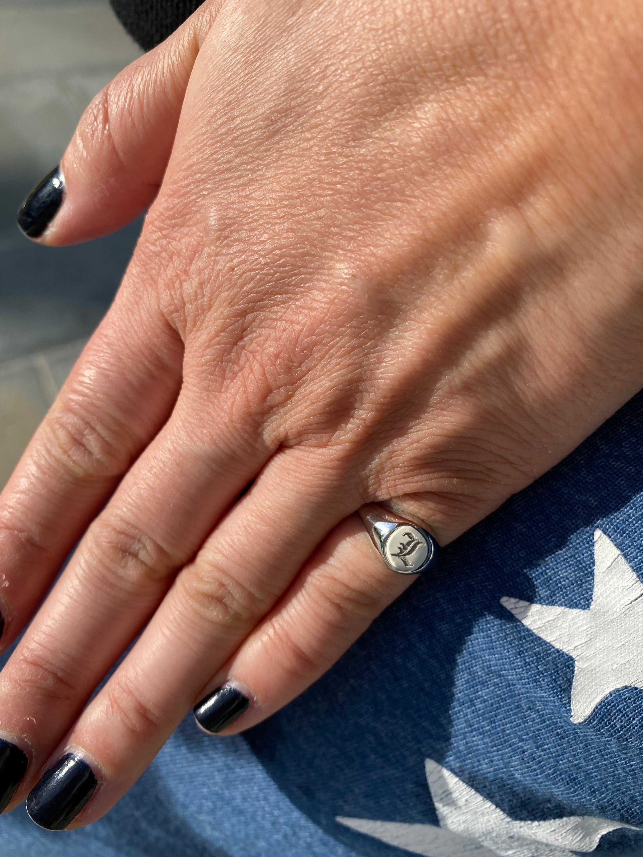 Sterling silver signet pinky ring in gold, rose gold or silver