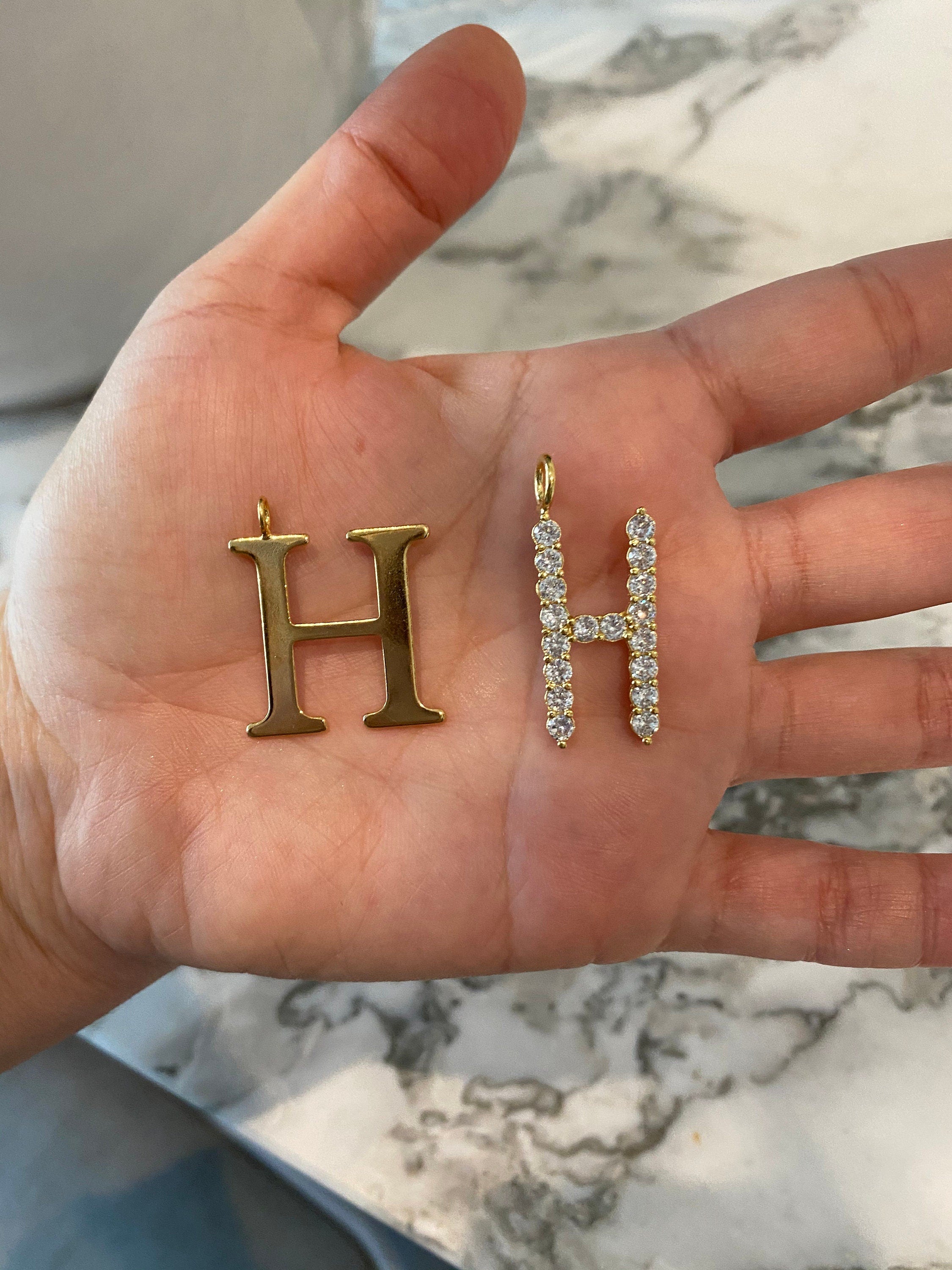 CZ Letter Charms. Solid letter charms. Jumbo letter charms. 18k Gold filled CZ Initial Charms.