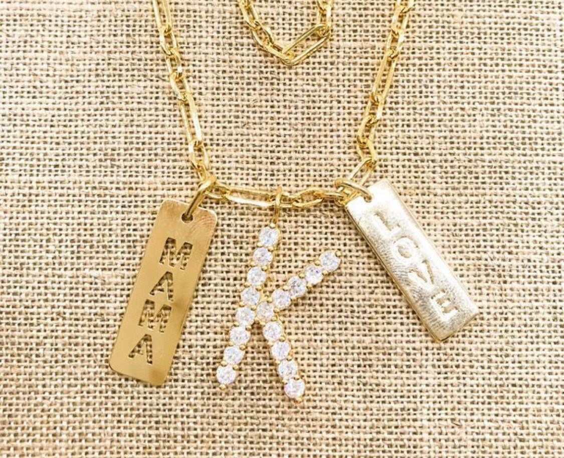 CZ Letter Charms. Solid letter charms. Jumbo letter charms. 18k Gold filled CZ Initial Charms.