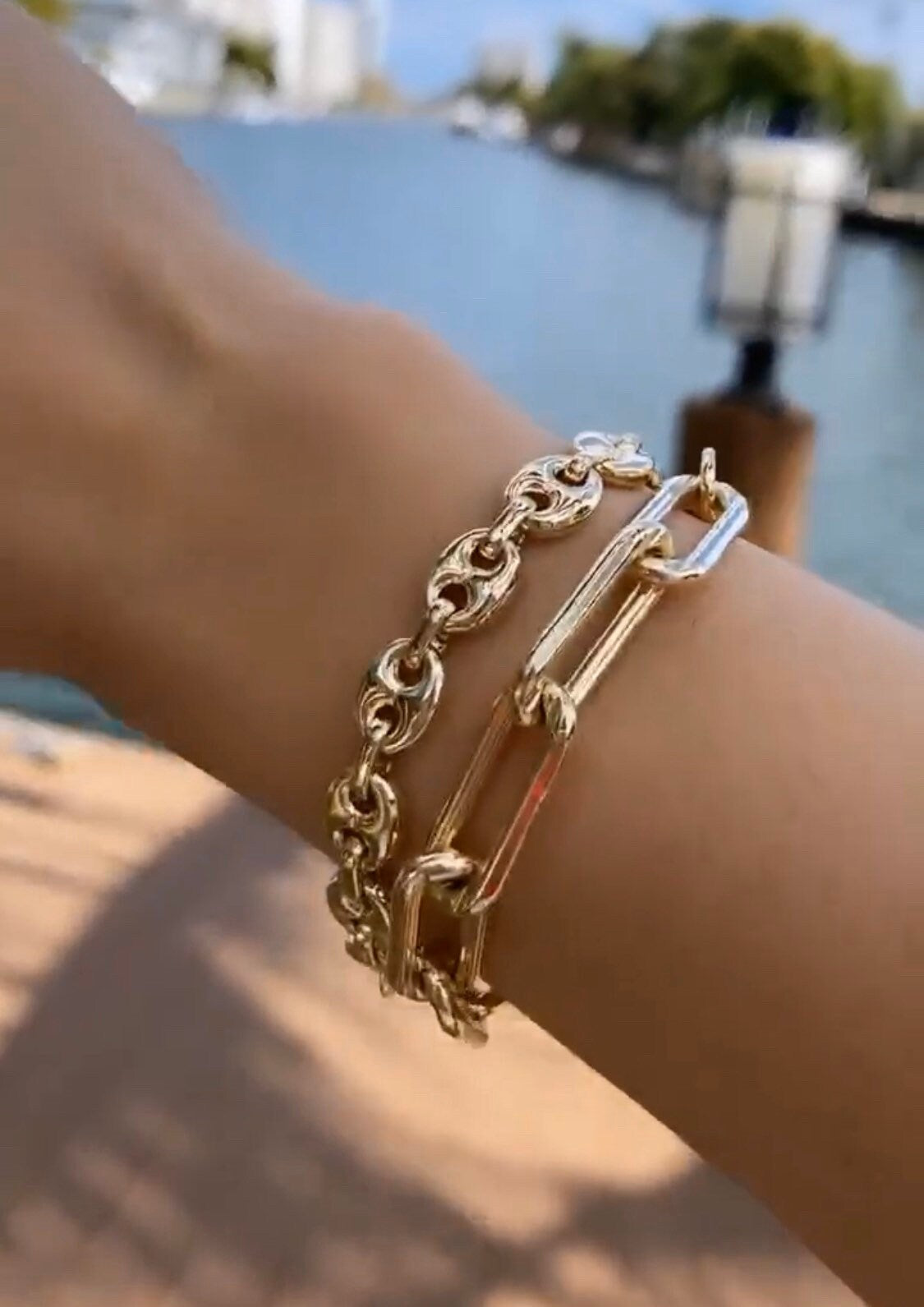 As seen on New York Live on NBC** 18K Gold filled paper clip bracelets in color gold