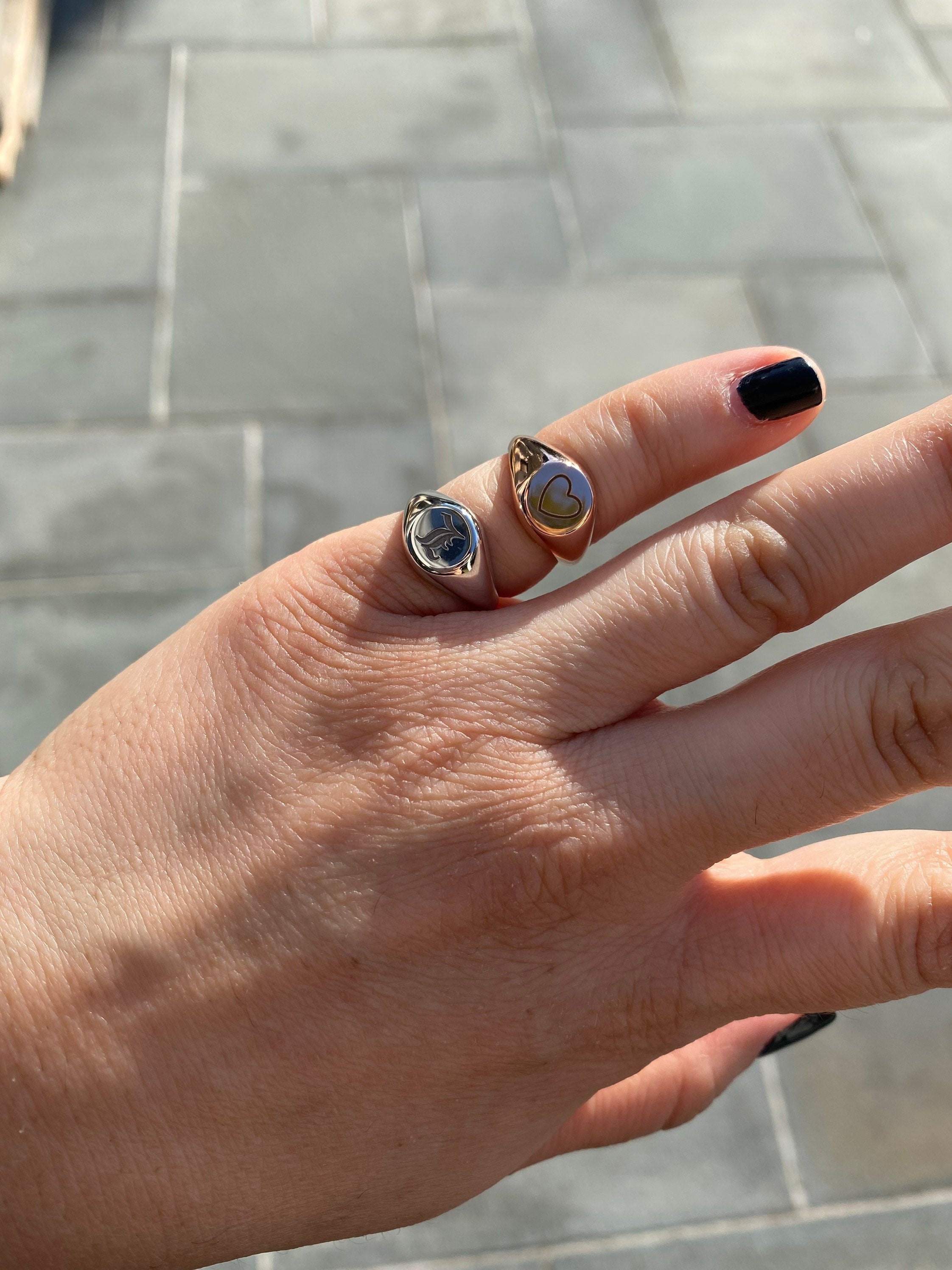 Sterling silver signet pinky ring in gold, rose gold or silver