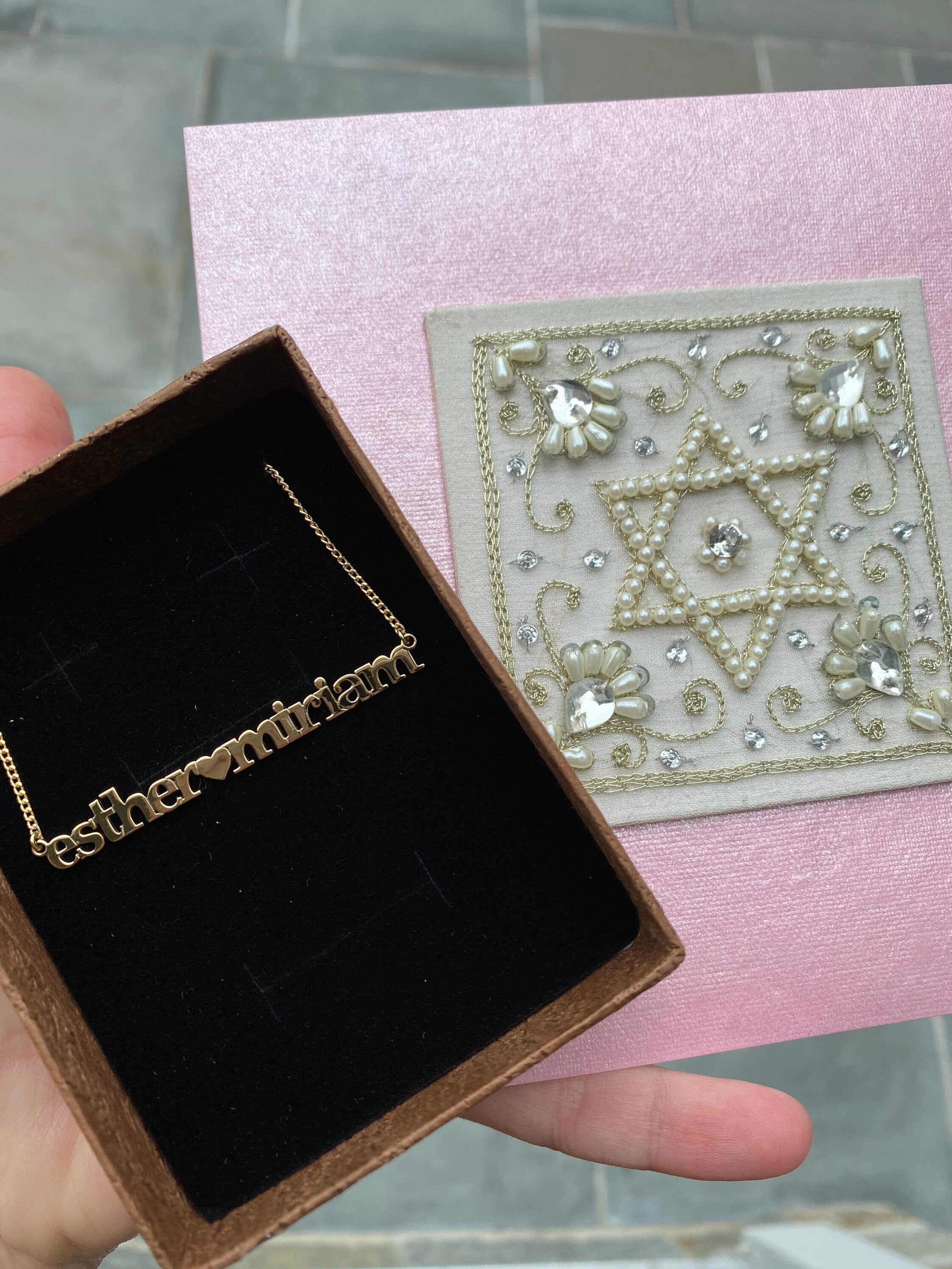 Custom name necklace with two names | Personalized necklace with 2 names | Sterling Silver 14K Gold Plated nameplate
