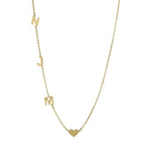 Personalized Letter/initials + heart necklace. Sterling silver and 14K gold plated. Gold or silver.