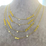 Mommy necklace with 1 2 3 4 5 6 names and bezel diamonds. Mom necklace. Mother’s necklace. Name necklace. With or without the diamonds.