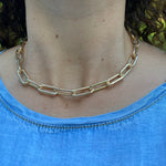 18K gold-filled large link choker l gold-filled mega link paper clip chain necklaces l Gold Chain necklaces l Mega link chain necklace.
