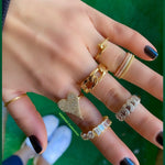 18K gold filled chain ring-thick size and thin size. Cuban chain link ring. Figaro chain link ring.