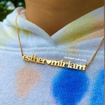 Custom name necklace with two names | Personalized necklace with 2 names | Sterling Silver 14K Gold Plated nameplate
