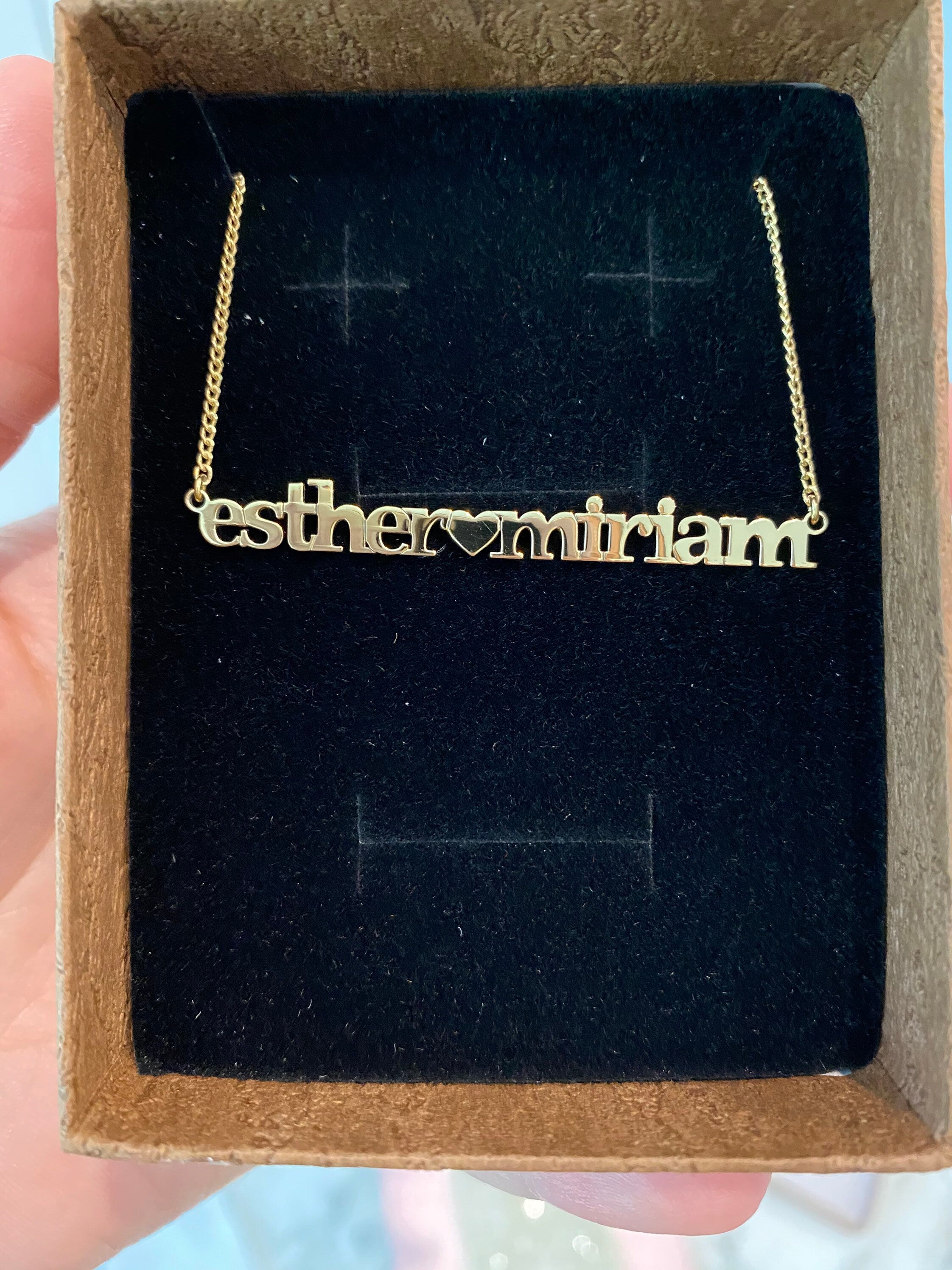 Custom name necklace with two names | Personalized necklace with 2 names | Sterling Silver 14K Gold Plated nameplate