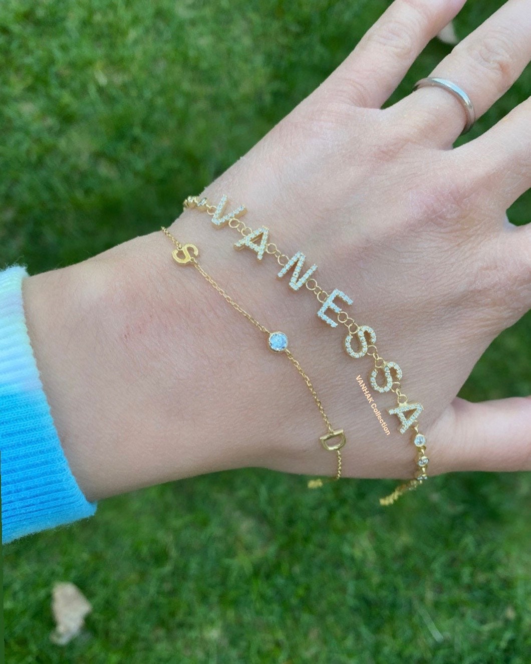 Sterling Silver and gold plated Custom/Personalized bracelet in silver, rose gold or gold