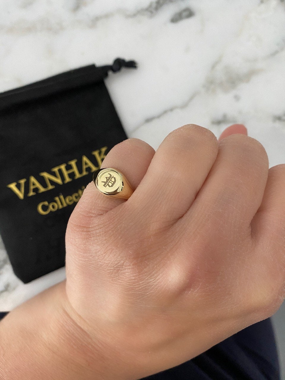 Sterling silver signet pinky ring in gold, rose gold or silver