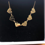 Hearts name necklace. Hearts letters / initials necklace. Sterling silver and 14K gold plated. Gold or silver.