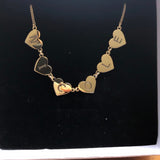 Hearts name necklace. Hearts letters / initials necklace. Sterling silver and 14K gold plated. Gold or silver.