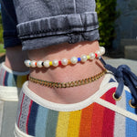 14K gold plated flat cuban link gold chain anklet. Sterling silver gold plated.