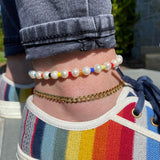 14K gold plated flat cuban link gold chain anklet. Sterling silver gold plated.