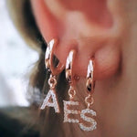 Sterling silver gold plated pair of initial/letter earrings/hoops Or huggies. Gold, rose gold, silver.