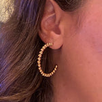 18K Gold filled hollow ball hoop earrings hoops. Gold, rose gold, silver or black rhodium color. Gold filled hoops. Gold filled ball hoops