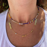 Mommy necklace with 1 2 3 4 5 6 names and bezel diamonds. Mom necklace. Mother’s necklace. Name necklace. With or without the diamonds.