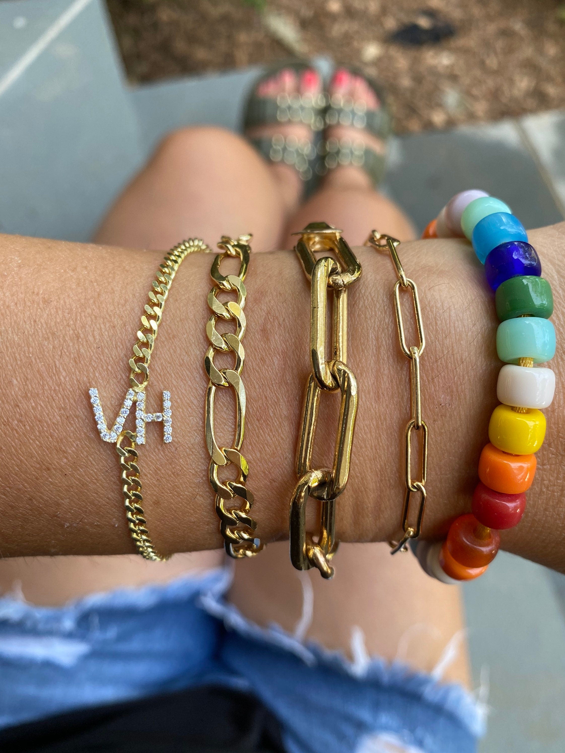 Initial bracelet | Personalized bracelet | Sterling silver and gold plated custom bracelet | custom bracelet in gold, rose gold and silver