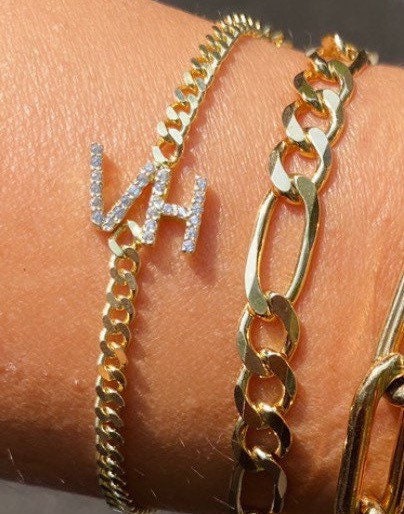 Initial bracelet | Personalized bracelet | Sterling silver and gold plated custom bracelet | custom bracelet in gold, rose gold and silver