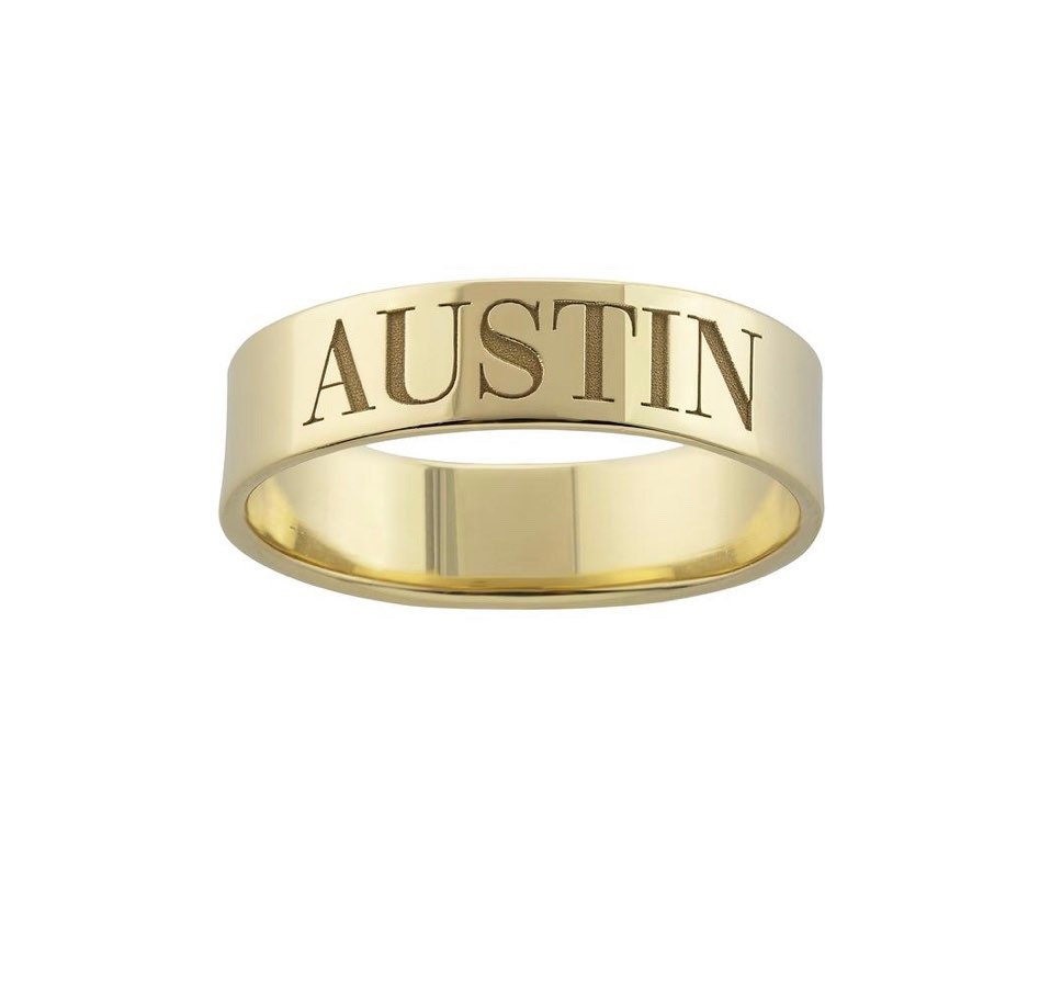 Personalized name ring | Sterling silver and 14K gold plated engraved ring | Personalized Ring | engraved name band